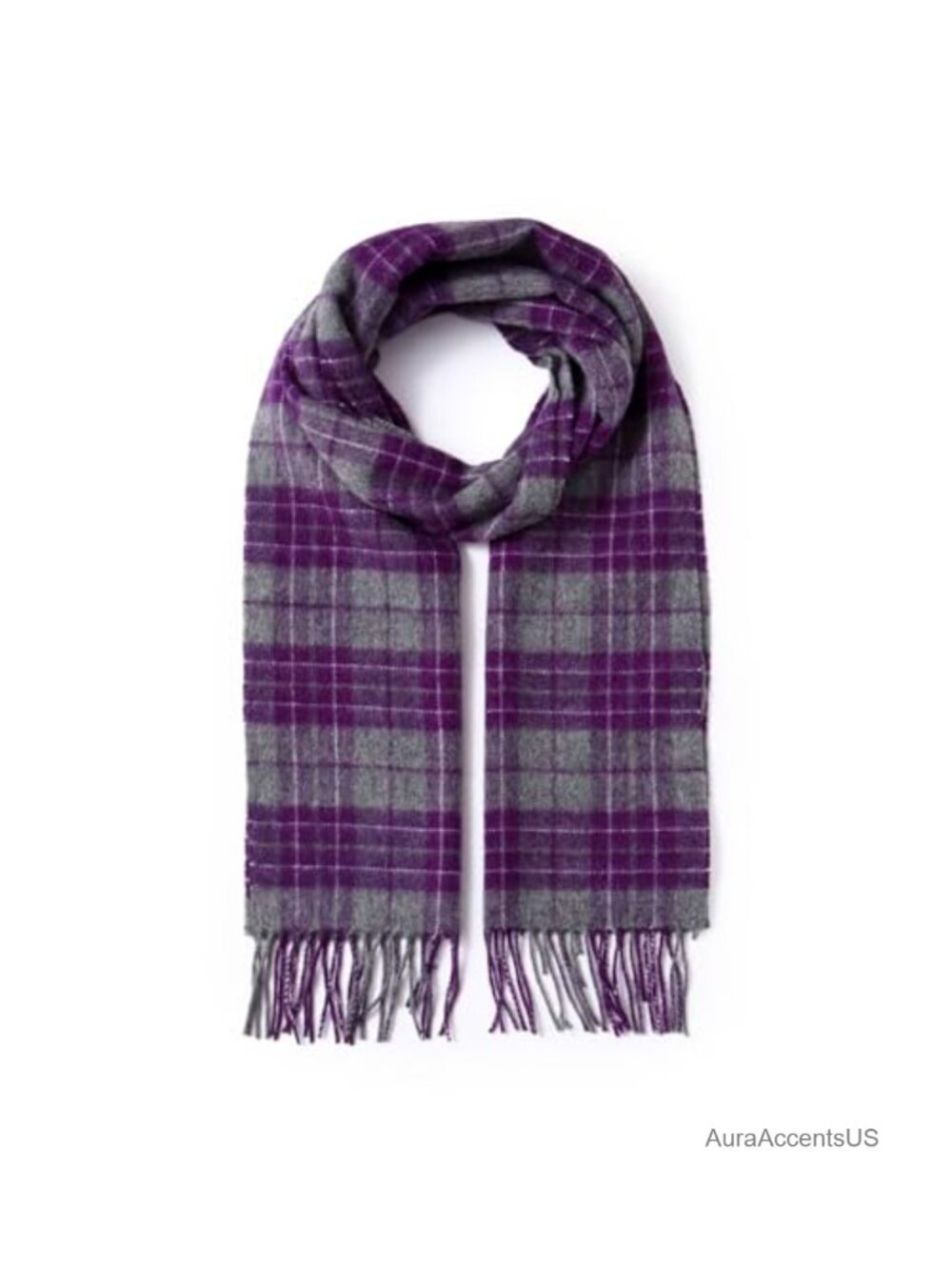 100% Pure Wool Plaid Scarf Long Winter Wrap Cold Weather